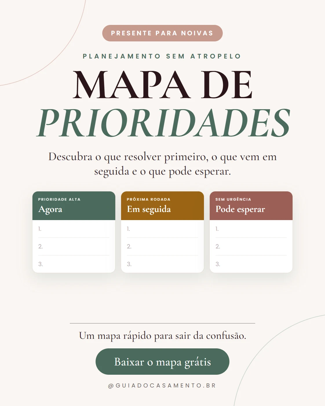 Capa do material Mapa de Prioridades da Noiva