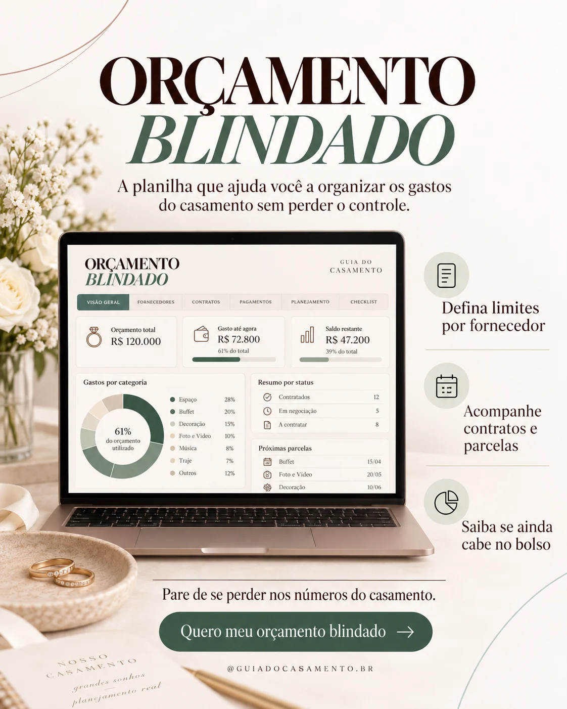 Orçamento Blindado: planilha para controlar os gastos do casamento
